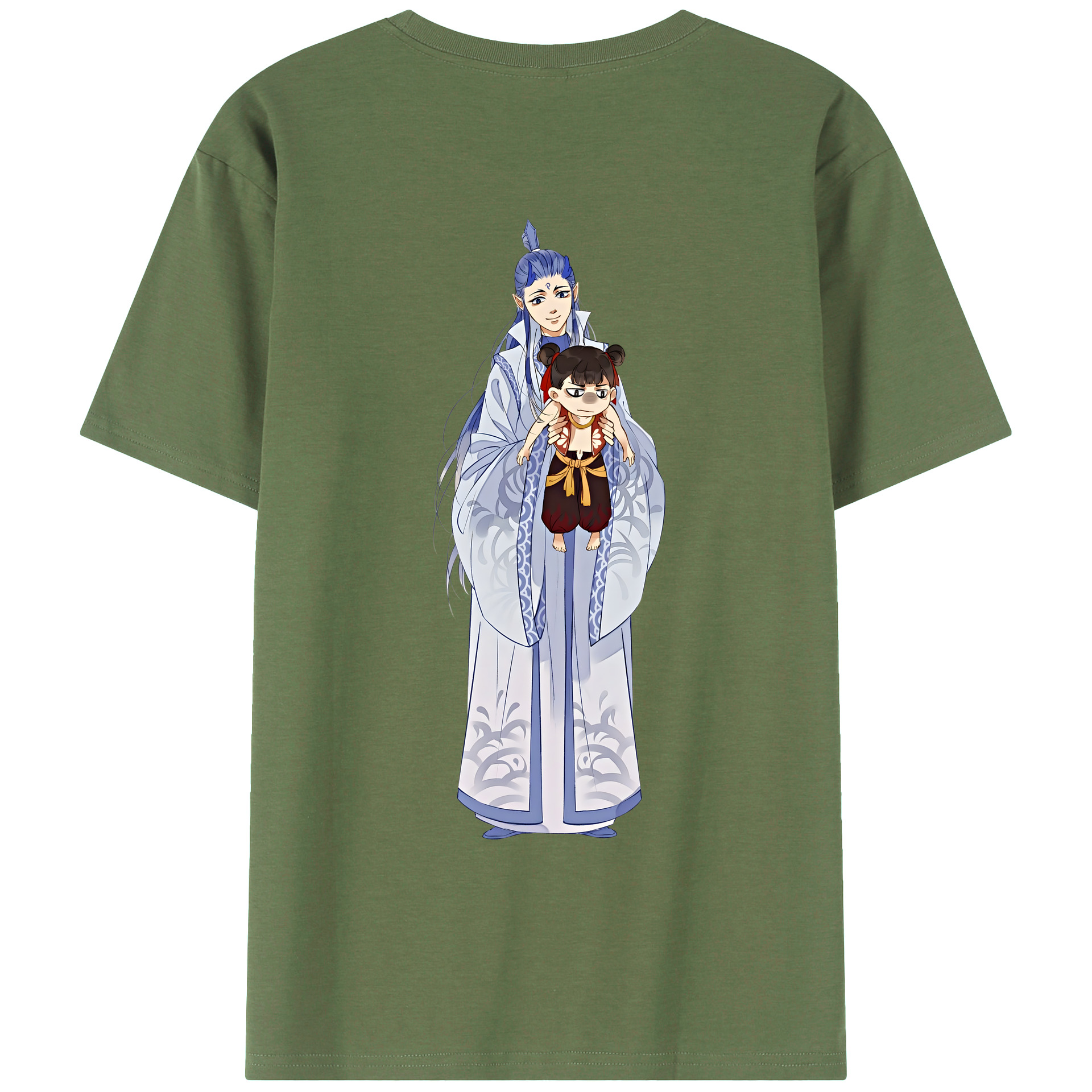 （画像用） Ne Zha 2 ナタ 魔童の大暴れ 綿100％ メンズ半袖Tシャツ（バックプリント） 通気性